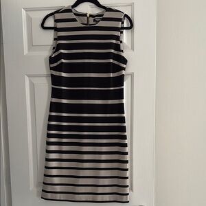 Elegant Striped Black and Gray Dress